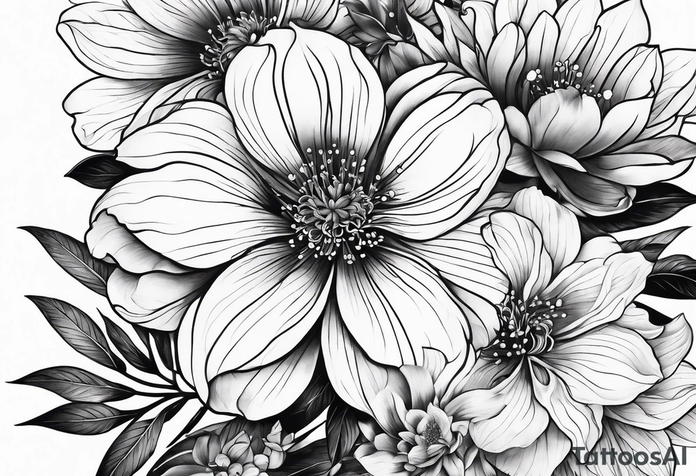Japanese flowers tattoo idea