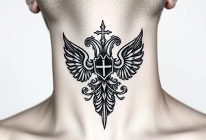russian christian orthodox military neck design front facing tattoo idea