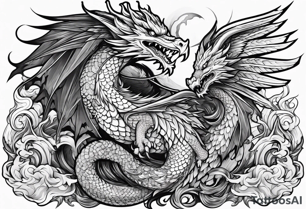 phoenix and dragon tattoo idea