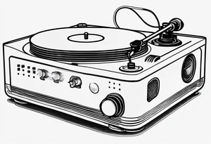 A recordplayer fineline minimalistic in one line 2D outline tattoo idea
