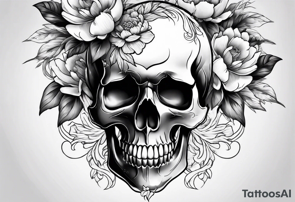 Skull with peony tattoo idea