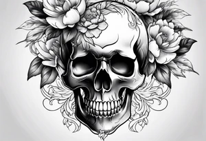Skull with peony tattoo idea