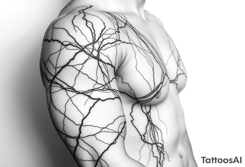 Lines that run across the veins, creating almost wound-like feel and is abstract linear. Almost paintbrush effects too. tattoo idea