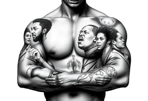 Civil rights and black liberation of African American historic figures and events and 1950’s - 1970’s theme tattoo idea