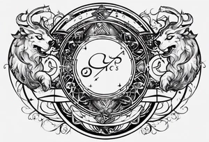 Zodiac sign Pisces and Sagittarius over 2 Leo and 2 Capricorn tattoo idea