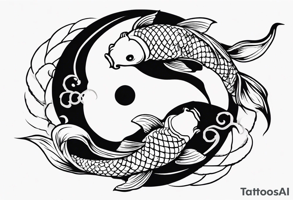 two koi fish meeting to make a yin yang tattoo idea