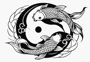 two koi fish meeting to make a yin yang tattoo idea