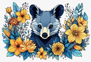 It will be a matching tattoo for 4 women. Our favorite flowers are yellow roses, lillies, blue daisies, and dahlias. Our favorite animals are koala, cat, turtle, and fox. tattoo idea