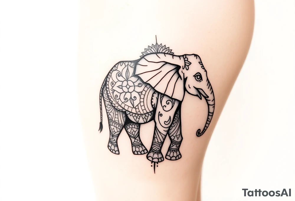 Elephant Mandela on shin women tattoo idea