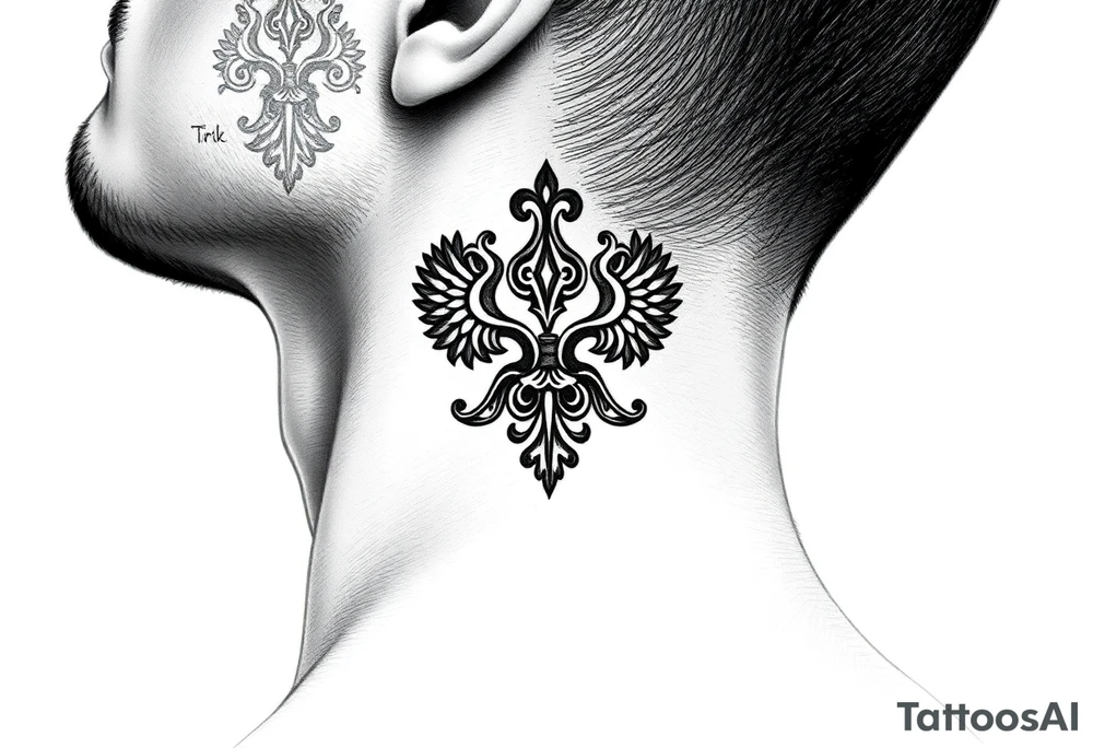 Traditional Russian orthodox design on the side of neck tattoo idea