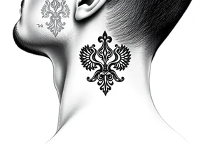 Traditional Russian orthodox design on the side of neck tattoo idea
