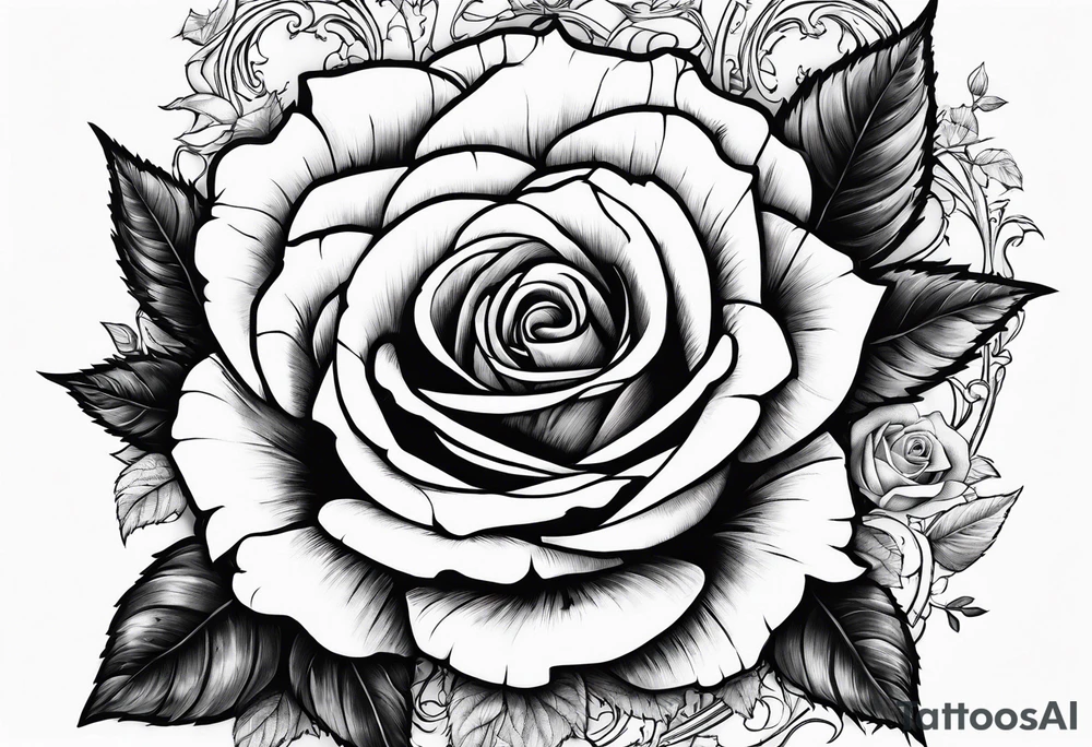 old broken gothic home, broken sword, roses tattoo idea