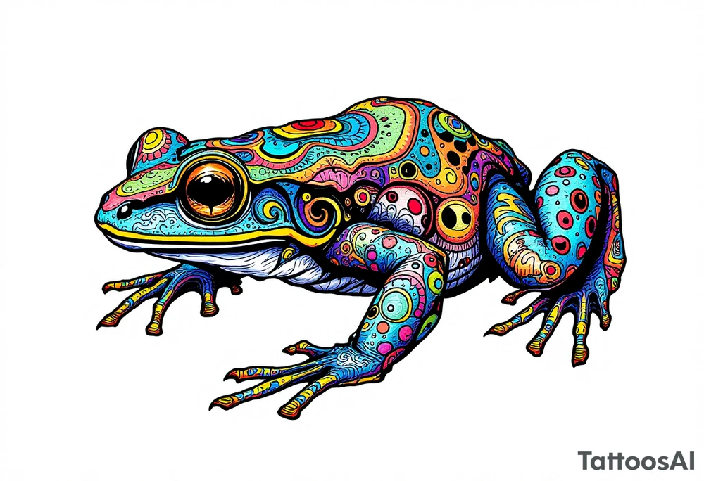 a psychedelic frog tattoo idea