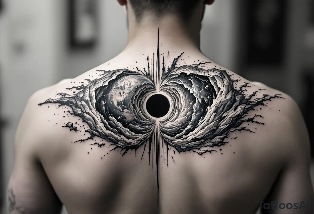 2 different worlds on both sides of a black hole tattoo idea
