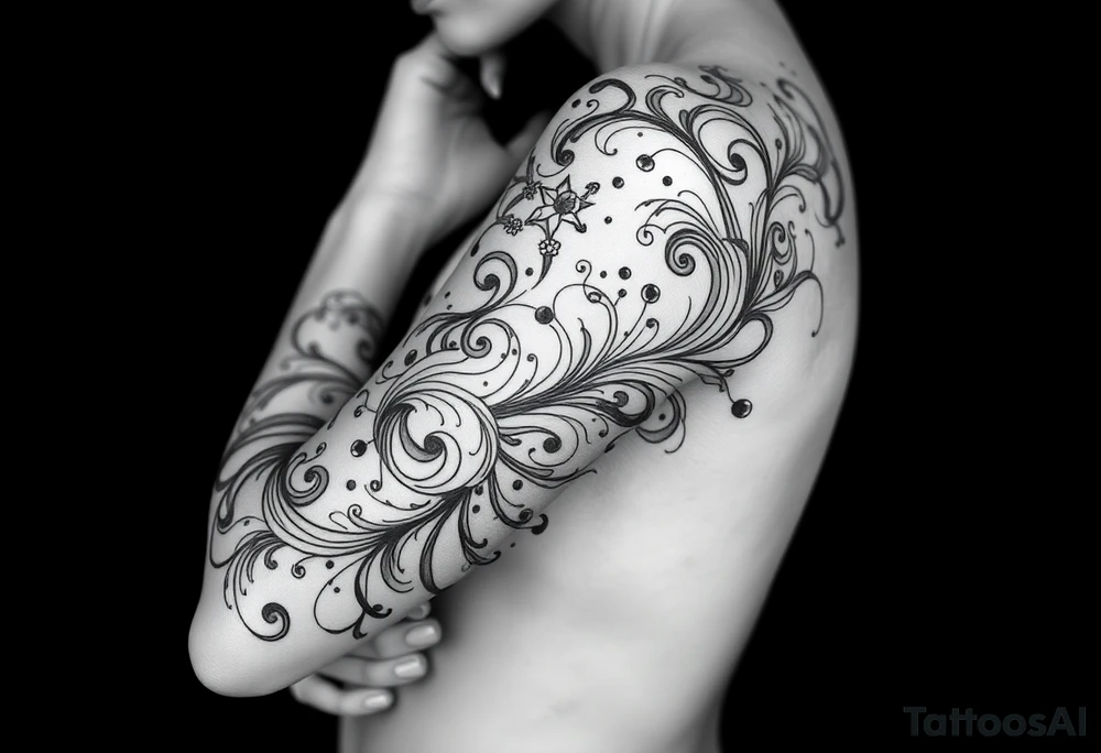 Smokey astral Celestial flowing swirling designs tattoo idea