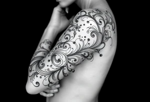 Smokey astral Celestial flowing swirling designs tattoo idea