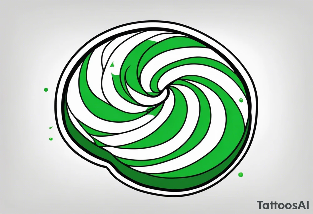 a peppermint candy with green swirls tattoo idea