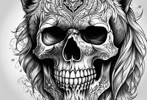 Skull with wolf tattoo idea
