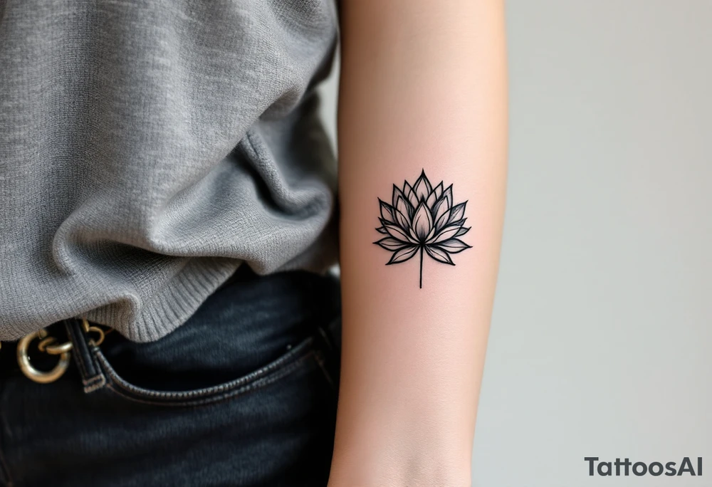 Fine thin lines very small minimalist tattoo combo of phenix and lotus tattoo idea