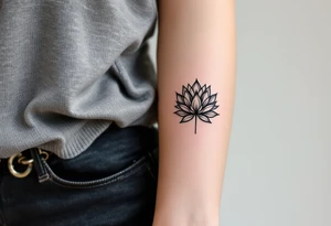 Fine thin lines very small minimalist tattoo combo of phenix and lotus tattoo idea