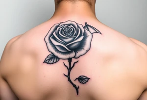 rose with a bat animal tattoo idea