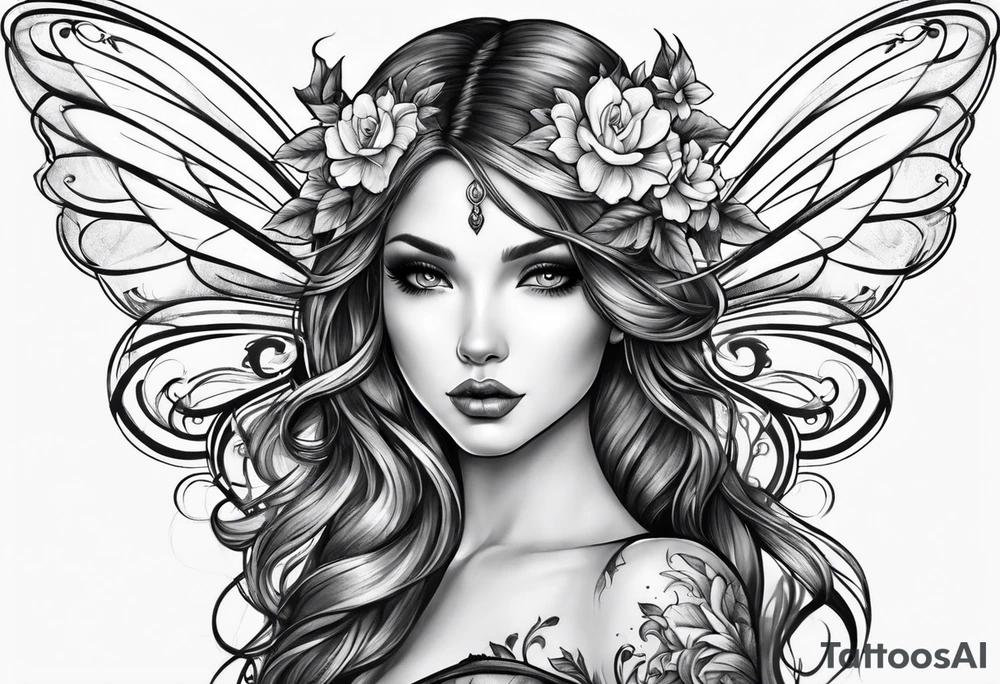 Full body small fairy tattoo idea