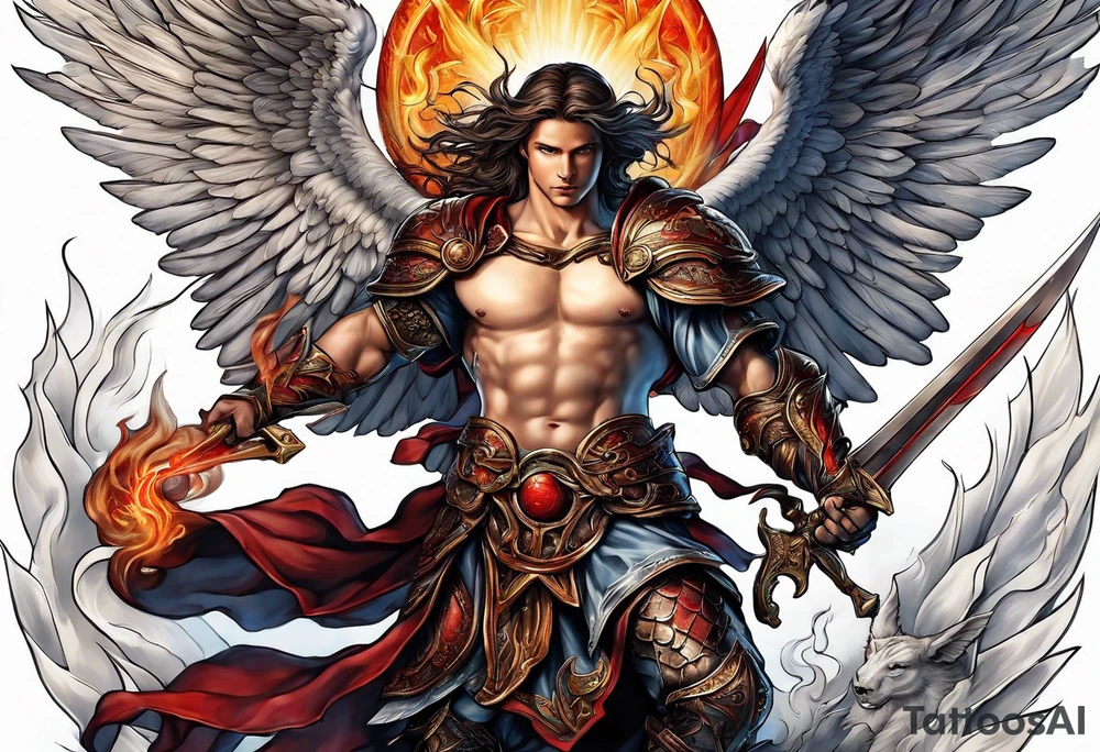 Michael the Archangel defeating the devil tattoo idea