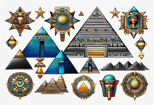 black egyptians , pyramids , and an ank symbol tattoo idea