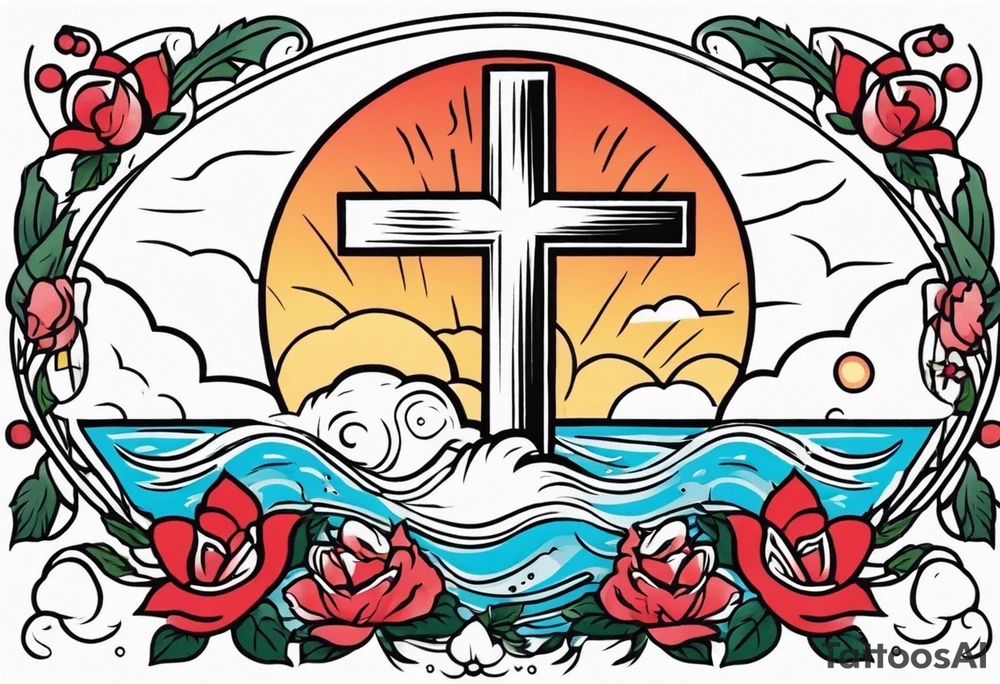 baptize in water


old school vintage simple traditional design with vintage flowers surrounding
bold color simple tattoo idea