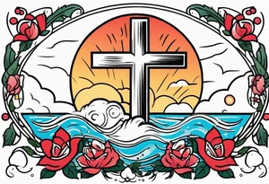baptize in water


old school vintage simple traditional design with vintage flowers surrounding
bold color simple tattoo idea