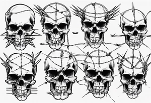 Barbed wired around skull tattoo idea