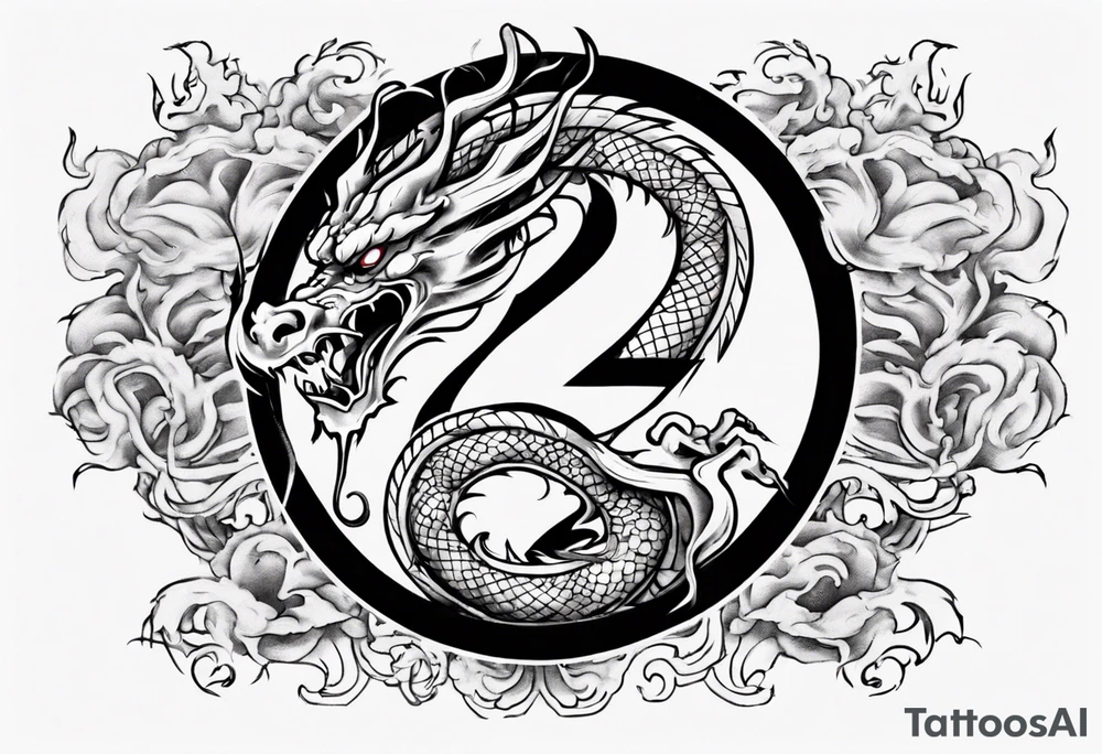 Number 24 with a Chinese dragon around it tattoo idea