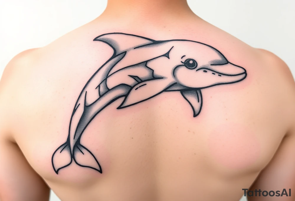 Cartoon horney teen age dolphin tattoo idea