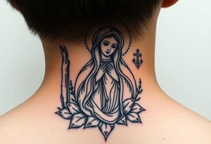 virgin mary in a russian wilderness setting tattoo idea