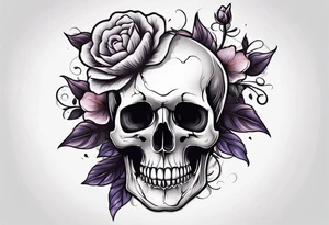 skull with one flower growing out of its head tattoo idea