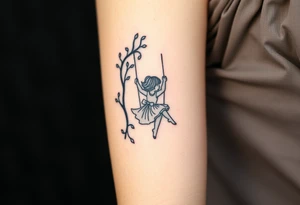 Little girl swinging in a dark scary forest tattoo idea