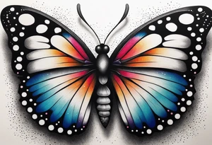 A vibrant butterfly with colorful wings, resting on a flower, showcasing transformation and beauty.” tattoo idea