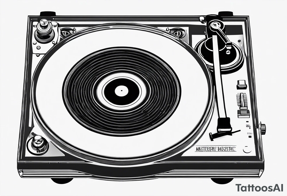 Recordplayer minimalistic fineline drawed in 2D tattoo idea