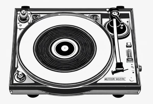 Recordplayer minimalistic fineline drawed in 2D tattoo idea