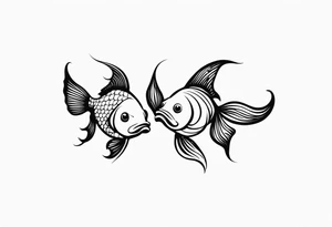 Design a small tattoo featuring a pair of goldfish intertwined, symbolizing harmony and companionship in a flowing design tattoo idea