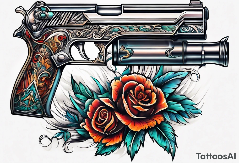 The letters AR with pistols on each side tattoo idea