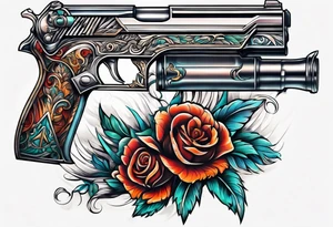 The letters AR with pistols on each side tattoo idea