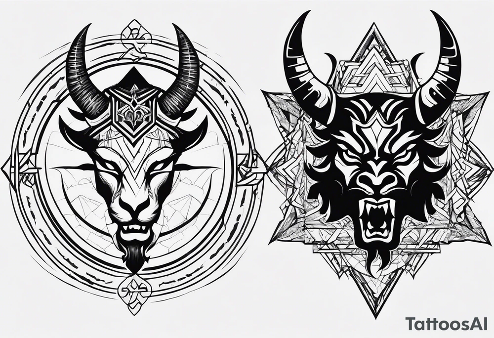 I want a very minimal representation of god and the devil in symbol form. Two sides of my personality and to remind me to be good tattoo idea