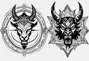 I want a very minimal representation of god and the devil in symbol form. Two sides of my personality and to remind me to be good tattoo idea