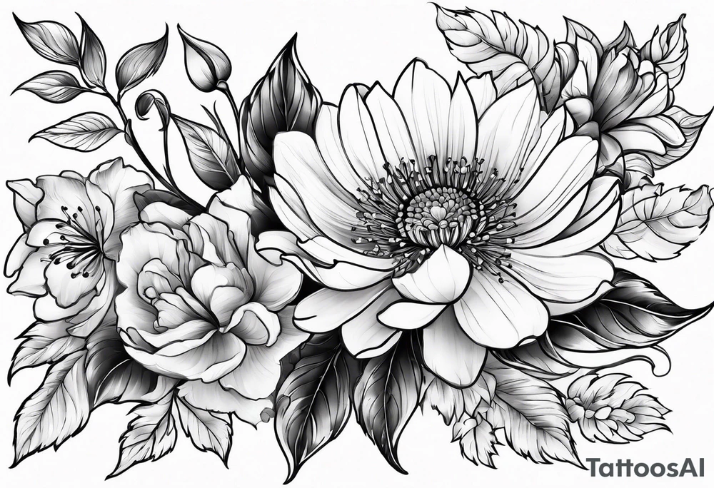 Flowers and plants tattoo idea