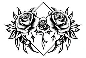 Roses inside of an elongated diamond shape tattoo idea