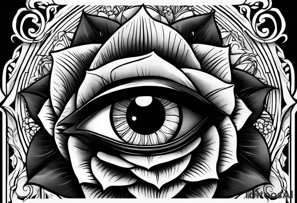 Occult eye tarot card rose tattoo idea
