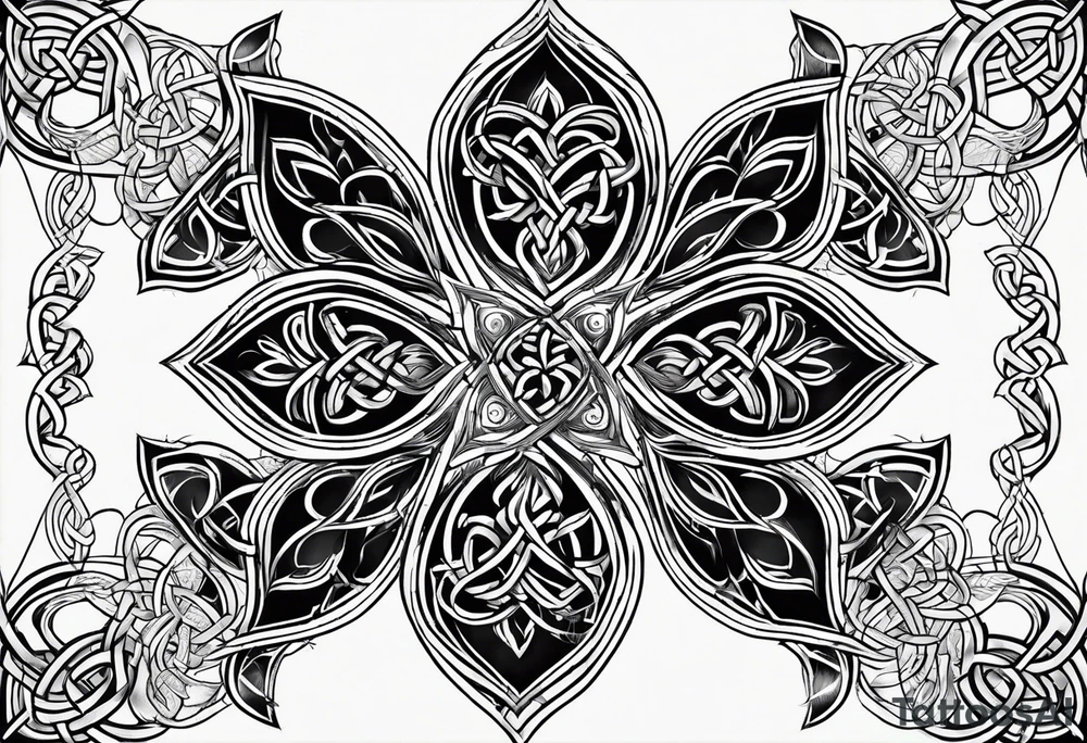 four leaf clover shaped tattoo with trinity celtic knot inside leaf tattoo idea