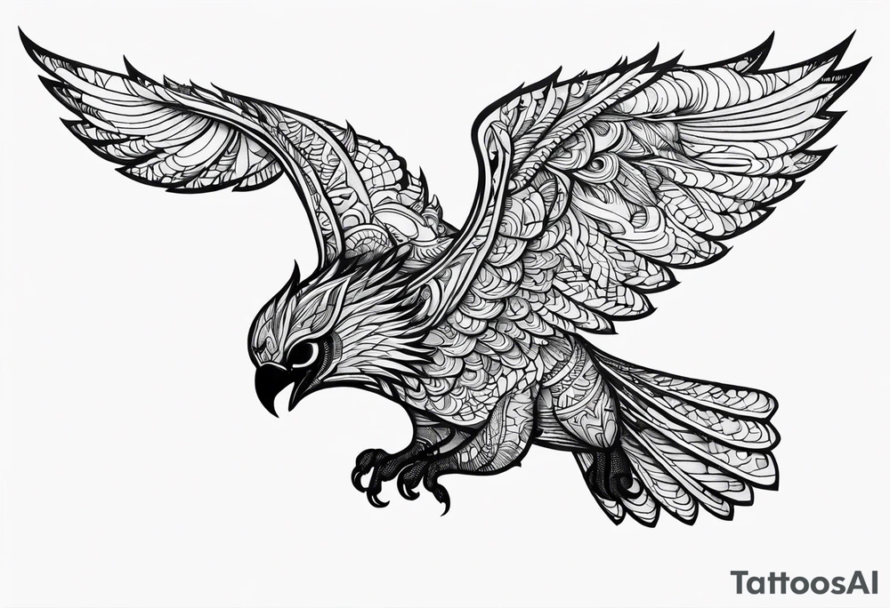 a scary black flying to the top tattoo idea