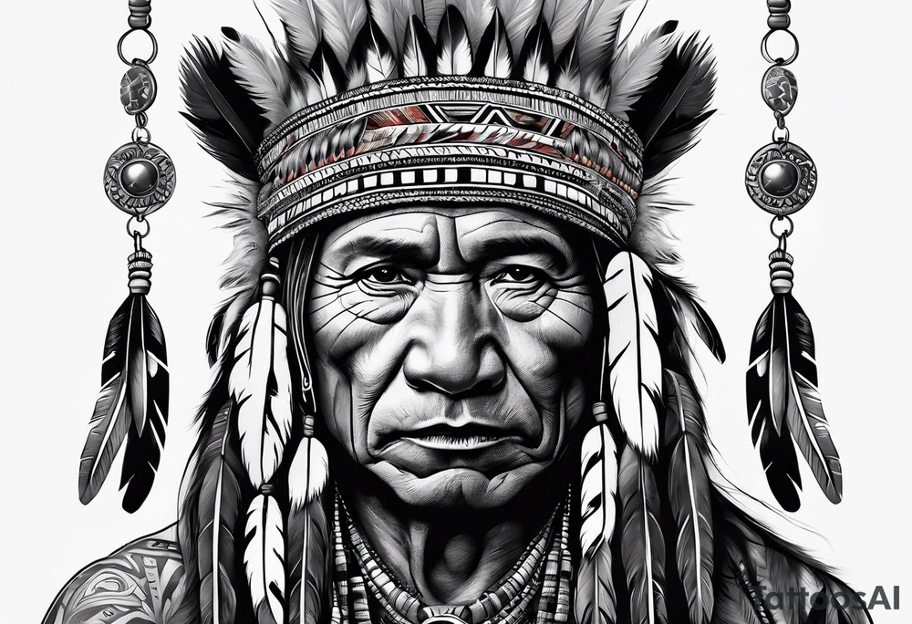 Native american medicine man in bear skin tattoo idea